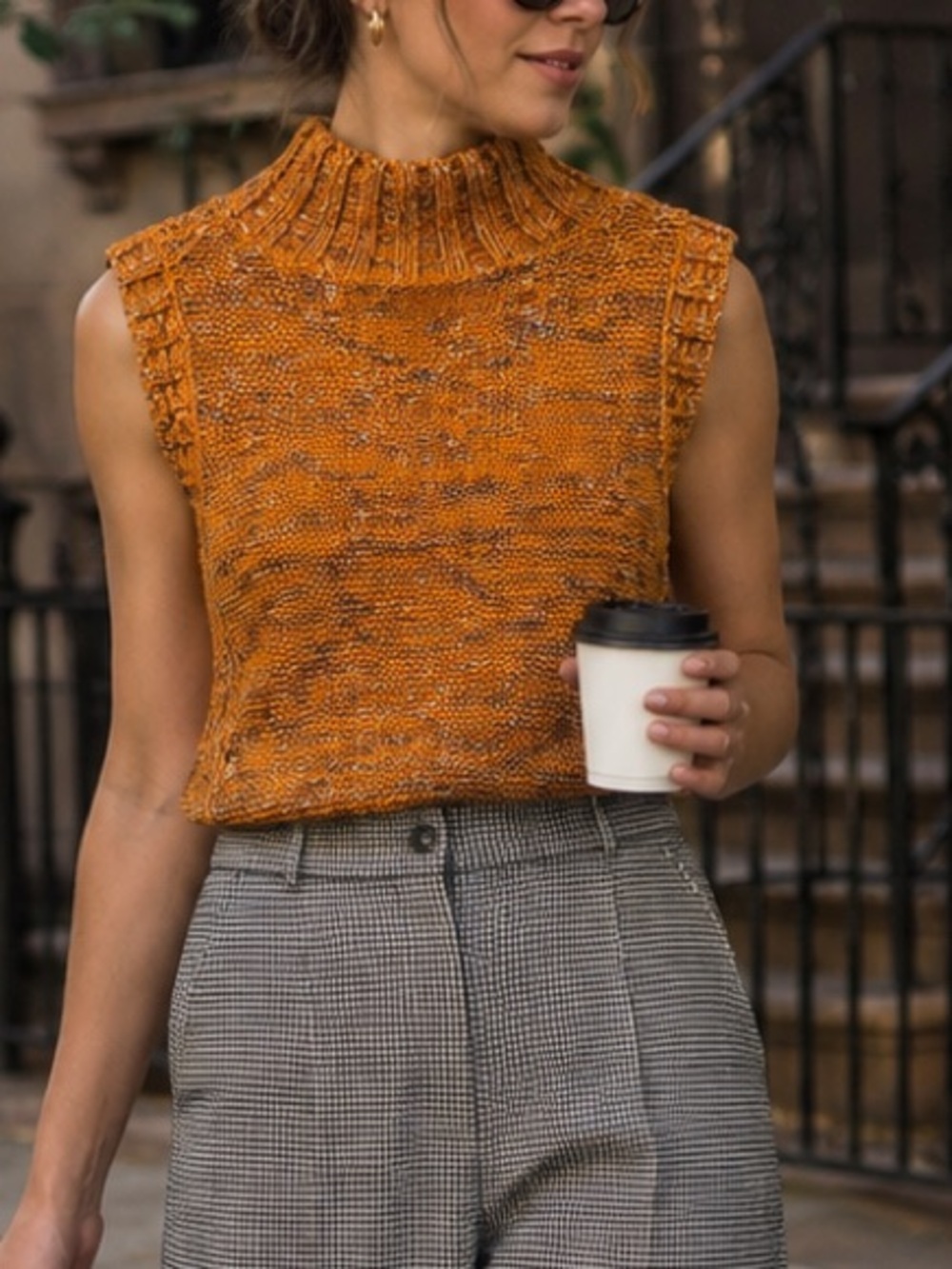 Maeve Anthropologie Textured Knit Sweater Vest Burnt Orange Size S